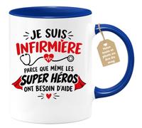 Café-Croissant - Mug Je Suis Infirmière Parce Que Même Les Super Héros - Bl | Mug en céramique pour infirmières, design inspirant