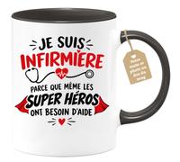 Café-Croissant - Mug Je Suis Infirmière Parce Que Même Les Super Héros - No | Mug en céramique pour infirmières, design inspirant