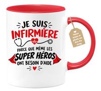 Café-Croissant - Mug Je Suis Infirmière Parce Que Même Les Super Héros - Ro | Mug en céramique pour infirmières, design inspirant