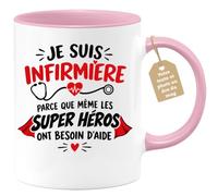 Café-Croissant - Mug Je Suis Infirmière Parce Que Même Les Super Héros - Ro | Mug en céramique pour infirmières, design inspirant