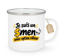 Café-Croissant - Mug Je Suis Un Serrurier Avec Option - Blanc/Emaille | Mug humoristique avec design original, parfait pour les hommes qui aiment exprimer leur côté râleur. Serrurier
