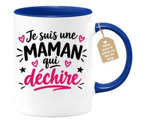 Café-Croissant - Mug Je Suis Une Maman Qui Déchire - Bleu/Céramique | Mug pour maman qui excelle, idéal cadeau fête des mères