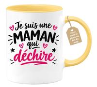 Café-Croissant - Mug Je Suis Une Maman Qui Déchire - Jaune/Céramique | Mug pour maman qui excelle, idéal cadeau fête des mères