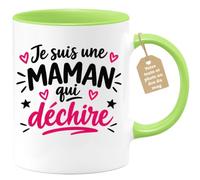 Café-Croissant - Mug Je Suis Une Maman Qui Déchire - Vert/Céramique | Mug pour maman qui excelle, idéal cadeau fête des mères