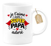 Café-Croissant - Mug Je T'aime Mon Super Papa Adoré - Blanc/Céramique