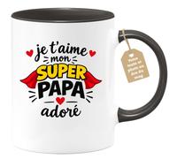 Café-Croissant - Mug Je T'aime Mon Super Papa Adoré - Noir/Céramique