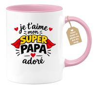 Café-Croissant - Mug Je T'aime Mon Super Papa Adoré - Rose/Céramique
