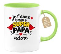 Café-Croissant - Mug Je T'aime Mon Super Papa Adoré - Vert/Céramique
