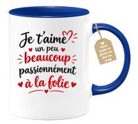 Café-Croissant - Mug Je T'aime Un Peu Beaucoup Passionnément À La Folie - B | Mug pour exprimer les différentes nuances d'amour