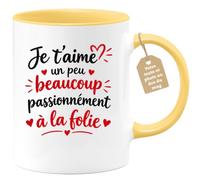 Café-Croissant - Mug Je T'aime Un Peu Beaucoup Passionnément À La Folie - J | Mug pour exprimer les différentes nuances d'amour