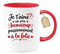 Café-Croissant - Mug Je T'aime Un Peu Beaucoup Passionnément À La Folie - R | Mug pour exprimer les différentes nuances d'amour