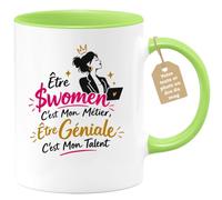 Café-Croissant - Mug Journaliste Géniale Et Talentueuse - Vert/Céramique | Mug humoristique pour femmes, célébrant le métier et le talent unique de chaque professionnelle. Journaliste