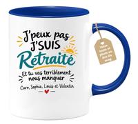 Café-Croissant - Mug J'peux Pas J'suis Retraité Et Tu Vas Nous Manquer - Bl | Mug humoristique pour retraité avec message personnalisé