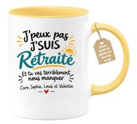 Café-Croissant - Mug J'peux Pas J'suis Retraité Et Tu Vas Nous Manquer - Ja | Mug humoristique pour retraité avec message personnalisé
