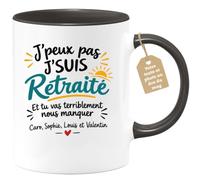Café-Croissant - Mug J'peux Pas J'suis Retraité Et Tu Vas Nous Manquer - No | Mug humoristique pour retraité avec message personnalisé