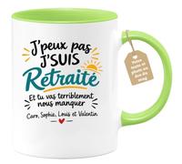 Café-Croissant - Mug J'peux Pas J'suis Retraité Et Tu Vas Nous Manquer - Ve | Mug humoristique pour retraité avec message personnalisé