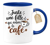 Café-Croissant - Mug Juste Une Fille Qui Adore Le Café, Cadeau Original - B | Mug avec texte humoristique pour les amatrices de café