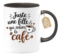 Café-Croissant - Mug Juste Une Fille Qui Adore Le Café, Cadeau Original - N | Mug avec texte humoristique pour les amatrices de café