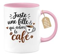 Café-Croissant - Mug Juste Une Fille Qui Adore Le Café, Cadeau Original - R | Mug avec texte humoristique pour les amatrices de café