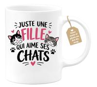 Café-Croissant - Mug Juste Une Fille Qui Aime Ses Chats - Blanc/Céramique | Pour les passionnées de chats, parfait pour toutes occasions