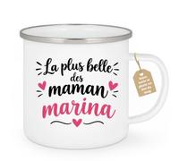 Café-Croissant - Mug La Plus Belle Des Maman Marina - Blanc/Emaille | Mug parfait pour exprimer votre amour à votre maman Marina