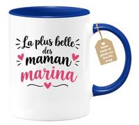 Café-Croissant - Mug La Plus Belle Des Maman Marina - Bleu/Céramique | Mug parfait pour exprimer votre amour à votre maman Marina
