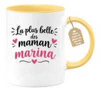 Café-Croissant - Mug La Plus Belle Des Maman Marina - Jaune/Céramique | Mug parfait pour exprimer votre amour à votre maman Marina