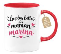 Café-Croissant - Mug La Plus Belle Des Maman Marina - Rouge/Céramique | Mug parfait pour exprimer votre amour à votre maman Marina