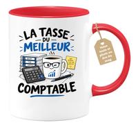 Café-Croissant - Mug La Tasse Du Meilleur Comptable - Rouge/Céramique | Tasse humoristique parfaite pour comptables passionnés