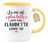 Café-Croissant - Mug La Vie Est Plus Belle Avec Une Claudette Comme Toi - J | Mug original avec message inspirant pour une amie spéciale Claudette