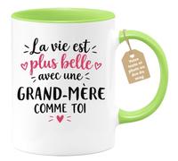 Café-Croissant - Mug La Vie Est Plus Belle Avec Une Grand Mère Comme Toi - | Mug message pour une femme spéciale - cadeau unique Grand-mère