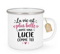 Café-Croissant - Mug La Vie Est Plus Belle Avec Une Lucie Comme Toi - Blanc | Mug original avec message inspirant pour une amie spéciale Lucie