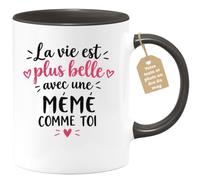 Café-Croissant - Mug La Vie Est Plus Belle Avec Une Mémé Comme Toi - Noir/C | Mug message pour une femme spéciale - cadeau unique Mémé