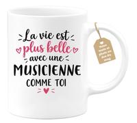 Café-Croissant - Mug La Vie Est Plus Belle Avec Une Musicienne Comme Toi - | Mug avec message touchant pour femme spéciale Musicienne