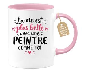 Café-Croissant - Mug La Vie Est Plus Belle Avec Une Peintre Comme Toi - Ros | Mug avec message touchant pour femme spéciale Peintre