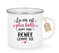 Café-Croissant - Mug La Vie Est Plus Belle Avec Une Renée Comme Toi - Blanc | Mug original avec message inspirant pour une amie spéciale Renée