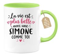 Café-Croissant - Mug La Vie Est Plus Belle Avec Une Simone Comme Toi - Vert | Mug original avec message inspirant pour une amie spéciale Simone
