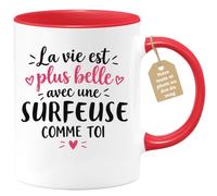 Café-Croissant - Mug La Vie Est Plus Belle Avec Une Surfeuse Comme Toi - Ro | Mug avec message inspirant pour amies spéciales Surfeuse