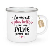 Café-Croissant - Mug La Vie Est Plus Belle Avec Une Sylvie Comme Toi - Blan | Mug original avec message inspirant pour une amie spéciale Sylvie