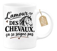 Café-Croissant - Mug L'amour Des Chevaux Ça Se Soigne Pas - Blanc/Céramique | Mug en céramique avec slogan pour amoureux des chevaux.
