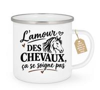 Café-Croissant - Mug L'amour Des Chevaux Ça Se Soigne Pas - Blanc/Emaille | Mug en céramique avec slogan pour amoureux des chevaux.