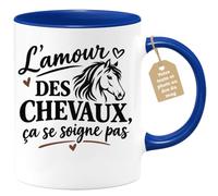 Café-Croissant - Mug L'amour Des Chevaux Ça Se Soigne Pas - Bleu/Céramique | Mug en céramique avec slogan pour amoureux des chevaux.