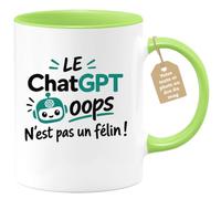 Café-Croissant - Mug Le Chatgpt Oops N'est Pas Un Félin - Vert/Céramique | Mug Humoristique Avec Phrase Drôle Sur ChatGPT