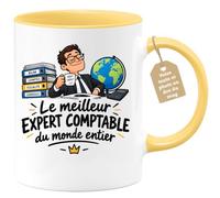 Café-Croissant - Mug Le Meilleur Expert Comptable Du Monde - Jaune/Céramiqu | Mug humoristique pour expert comptable, cadeau parfait