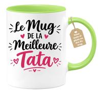 Café-Croissant - Mug Le Mug De La Meilleure Tata - Vert/Céramique | Mug céramique personnalisable pour tata, cadeau parfait