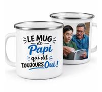 Café-Croissant - Mug Le Mug De Papi Qui Dit Toujours Oui - Blanc/Emaille | Mug humoristique pour grand-père, cadeau parfait