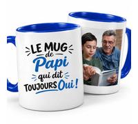 Café-Croissant - Mug Le Mug De Papi Qui Dit Toujours Oui - Bleu/Céramique | Mug humoristique pour grand-père, cadeau parfait