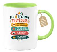 Café-Croissant - Mug Les 4 Accords Toltèques Inspirant - Vert/Céramique | Mug avec les quatre accords toltèques inspirants