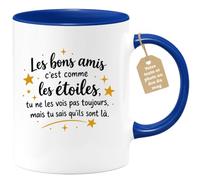 Café-Croissant - Mug Les Bons Amis C'est Comme Les Étoiles - Bleu/Céramique | Mug avec citation inspirante sur l'amitié