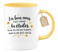 Café-Croissant - Mug Les Bons Amis C'est Comme Les Étoiles - Jaune/Céramiqu | Mug avec citation inspirante sur l'amitié